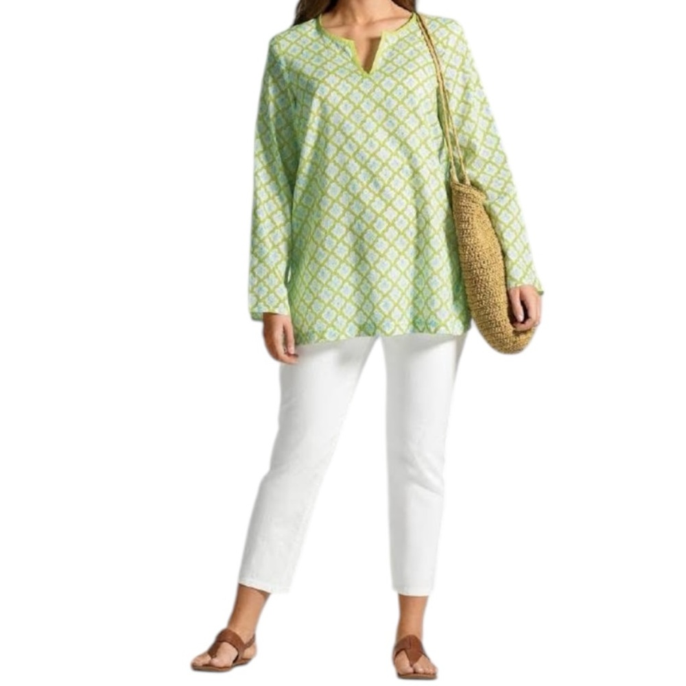 J. Jill Women’s Split Neck Long Sleeve‎ Lightweight Tunic Top Sz MP